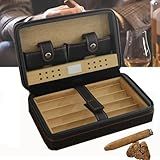 Umidor De Charuto Portátil De Viagem Umidificador De Madeira De Cedro De Couro Com Umidificador Umidificador Pode Armazenar Até 4 Charutos A Melhor Escolha Para Seus Entes Queridos E Amigos Preto