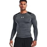 Under Armour Camiseta Masculina De Compressão HeatGear De Manga Comprida 1370661 Cinza Escuro Preto 012 G