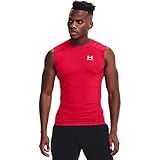 Under Armour Camiseta Masculina De Compressão HeatGear Sem Mangas Vermelha 600 Branca Média