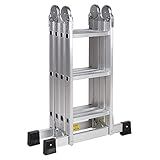 UNGROL Escada Articulada Multifuncional 4x3 Alumínio 12 Degraus 3 5m Prata