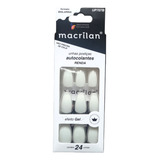 Unhas Autocolante Efeito Gel Tamanho Macrilan Cor Renda Cor Branco Liso