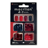 Unhas Postiças Macrilan Médias 4 Em 1   96 Unidades Cor Vermelho Liso