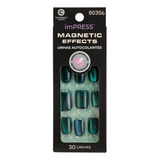 Unhas Postiças Quadrada Impress Magnetic Effects Verde escuro Lisa C 30 Unidades