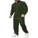 Uni Clau Conjunto De 2 Peças De Agasalho Masculino Casual Camisa Polo De Manga Comprida E Moletom Atlético Verde Militar M