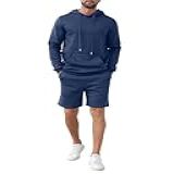 Uni Clau Conjunto De 2 Peças De Agasalho Masculino Quente De Inverno Com Capuz Casual Com Capuz E Bolsos, Azul Marino, 3g