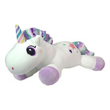Unicórnio De Pelúcia Deitado Partes Com Brilho 35cm - Branco