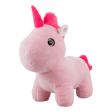 Unicórnio Fofo De Pelúcia Rosa E Pink Em Pé 31 Cm