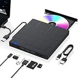 Unidade Externa De CD DVD Para Laptop Leitor De DVD Portátil Fino 7 Em 1 USB 3 0 Gravador De CD ROM Gravador E Unidade De Disco Externa óptica Compatível Com Laptop Desktop Windows Mac Linux OS