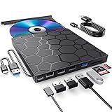Unidade Externa De CD DVD Para Laptop Leitor De DVD Portátil Ultrafino 8 Em 1 USB 3 0 Para Laptop Gravador De CD ROM Unidade De Disco Externa óptica Compatível Com Laptop Desktop PC Mac Windows Linux OS