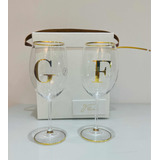 Unidade Taça Cristal Pintada A Mão No Ouro 18k