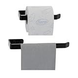 UNIDAS STORE Kit Porta Papel Higiênico E Toalha De Rosto Preto UN Plus