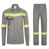 Uniforme Anti-chamas Nr10 Risco 2-faixa Refletiva- Algodão -Cinza- G-