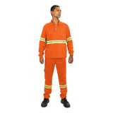 Uniforme De Brim Camisa Manga Longa E Calça Faixa Refletiva