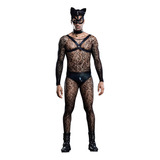 Uniforme De Homem Gato, Terno De Rede Sexy De Uma Peça