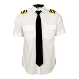 Uniforme De Piloto Manga Curta Standard Gola Preta Bianch