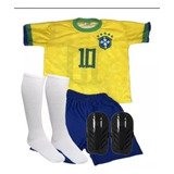 Uniforme Do Brasil Camisa Shortes E Meiao E Caneleira