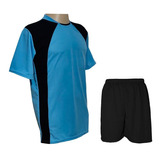 Uniforme Esportivo 20 Camisas Celeste preto E Calções Pretos