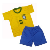 Uniforme Infantil Conjunto Seleção Brasil Neymar Futebol