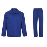 Uniforme Profissional Calça E Camisa Jaleco Brim Azul Royal