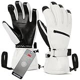 Unigear Luvas De Esqui à Prova D água Com Tela Sensível Ao Toque Luvas De Snowboard Luvas De Inverno Quentes Para Clima Frio Serve Para Homens E Mulheres Branco PPP 