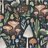 UniGoos Papel De Parede Mushroom World Peel And Stick Retrô Vinil Autoadesivo Grama Temporário Papel De Parede Decorativo Papel De Contato Para Quarto De Crianças Decoração Faça Você Mesmo 45 Cm X 300