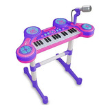 Unik Pe1806 f Cor Rosa E Roxo Piano Eletrônico Infantil Com Microfone