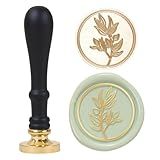 UNIQOOO Carimbo De Selo De Cera Botânica De Flores - Selo De Cera De Flores Tema Botânico Vintage Cabeça De Carimbo De Latão Com Alça De Madeira Para Presente De Convite De Casamento- Envelopes-