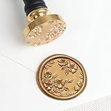 UNIQOOO Selo De Cera De Flores De Begônia Carimbo De Cera Floral Tema Botânico Cabeça De Carimbo De Latão Vintage Com Cabo De Madeira Para Convite De Casamento Envelopes De Embrulho Cartão