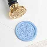 UNIQOOO Selo De Cera De Flores De Trevo De Quatro Folhas 3D Selo De Cera Floral Tema Botânico Cabeça De Selo De Latão Vintage Com Cabo De Madeira Para Convites De Casamento Env