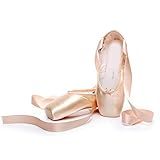 Unpafcxddyig Sapatilhas Femininas De Ponta De Balé Bico De Dança Profissional De Cetim Rosa 6