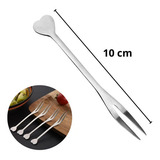 Unyhome Coração 6 Mini Garfinho Talher Petisco Aperitivo Fondue Buffet Inox