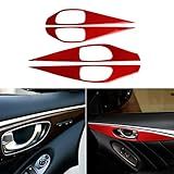 UOADA Fibra De Carbono Real Para Infiniti Q50 2014 2020 Maçaneta Interna Do Carro Moldura Painel Moldura Apoio De Braço Decoração Adesivo Macio Acessórios Interiores De Carro 4 Peças Vermelho A