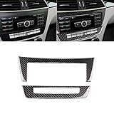 UOADA Para Mercedes Benz C Class W204 2011 2013 Botão De Controle De Ar Condicionado Para Painel Central De Fibra De Carbono Real Macia Com Botão De Controle De Ar Condicionado AC CD Moldura De Mídia Adesivo De Acabamento Acessórios Interiores Do Carro