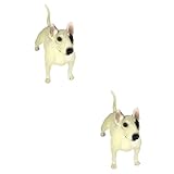 Upkoch 2 Peças Simulação Bull Terrier Cães Estatuetas De Filhote De Cachorro Estátua De Cachorro De Mesa Artesanato De Cachorro Pequeno Brinquedo De Cachorro Infantil Em Pé Modelo De