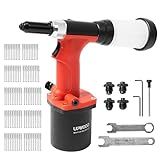 UPWOOD Pistola De Rebite Pneumática Hidráulica Ferramenta De Rebitagem De Ar De Sucção Automática Com 100 Rebites Cegos E Peças De Nariz De 3 81 3 Cm 1 20 3 Cm 5 81 3 Cm 3 40 6 Cm