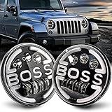 UPXSXT Farol De LED Redondo De 7 Polegadas- 160 W 500- Angel Eye Halo Antirreflexo Selado Alto-baixo DRL- Luz De Seta âmbar Compatível Com Jeep Wrangler CJ JK LJ H1 H2 Hummer H1 H2 -2 Peças-