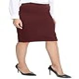 Urban CoCo Saia Lápis Midi Feminina Com Cintura Elástica Vinho Tinto GG