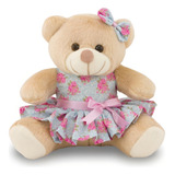 Ursinha De Pelúcia Menina Floral 20cm Decoração