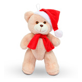 Ursinho Pelúcia 30cm Papai Noel Enfeite Decoração De Natal