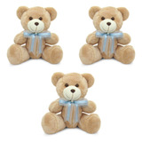 Urso De Pelúcia Articulado Kit 3 Unidades 20cm Sentado