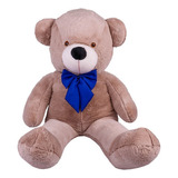 Urso De Pelúcia Gigante Teddy - Grande - Laço Personalizado Cor Urso Avelã Com Laço Azul