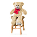 Urso De Pelúcia Teddy Bear Grande Com Laço 50cm Antialérgico Doce De Leite Com Vermelho