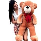 Urso Gigante Pelúcia Grande Macio Teddy 90 Cm Mel Laço Vermelho 