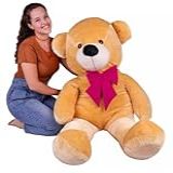 Urso Gigante Pelúcia Grande Teddy 1,10 Metros - Doce De Leite Com Laço Pink