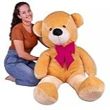 Urso Gigante Pelúcia Grande Teddy 1 10 Metros Doce De Leite Com Laço Pink