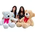 Urso Gigante Pelúcia Grande Teddy 1,10 Metros + Frete Gratis Cor Doce De Leite Laço Vermelho