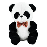 Urso Panda De Pelúcia Com Gravata Borboleta Sentado 23 Cm Cor Branco