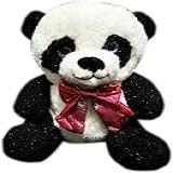Urso Panda De Pelucia Pequeno Fofo Com Laço Namorados Cesta 21cm