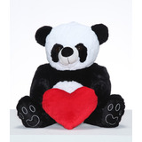 Urso Panda Fofo Com Coração 37cm