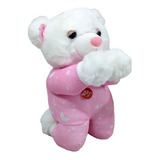 Urso Pelúcia Reza Pai Nosso Rosa 22 Cm Altura